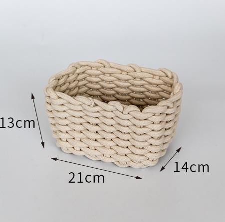 Nordic wind hand-woven thick cotton rope storage box simple storage basket snack key desktop debris basket