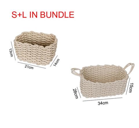 Nordic wind hand-woven thick cotton rope storage box simple storage basket snack key desktop debris basket