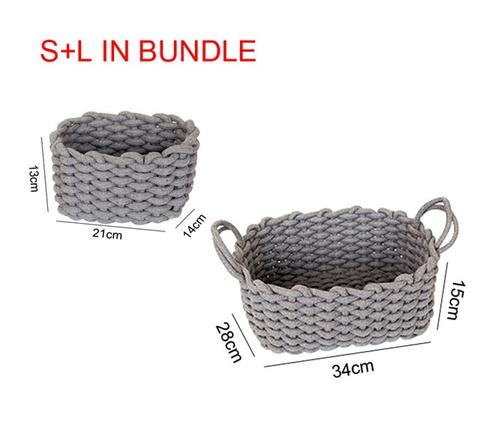 Nordic wind hand-woven thick cotton rope storage box simple storage basket snack key desktop debris basket